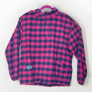 The Vermont Flannel Co Mens Small Hoodie Pullover Red Black Buffalo Plaid USA